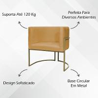 Kit 2 Poltronas Decorativa Recepção Luna Suede Cores Base De Ferro Champagne Mostarda Suede - 6
