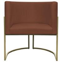 Kit 2 Poltronas Decorativa Recepção Luna Suede Cores Base De Ferro Champagne Terracota Suede