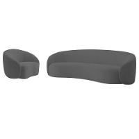 Kit Sofá 3 Lugares 200cm E Poltrona Orgânica Luxo Recepção Amore Linho Cinza - 1