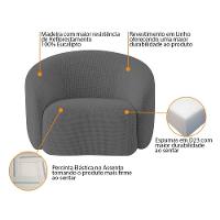 Kit Sofá 3 Lugares 200cm E Poltrona Orgânica Luxo Recepção Amore Linho Cinza