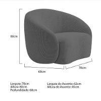 Kit Sofá 3 Lugares 200cm E Poltrona Orgânica Luxo Recepção Amore Linho Cinza - 6