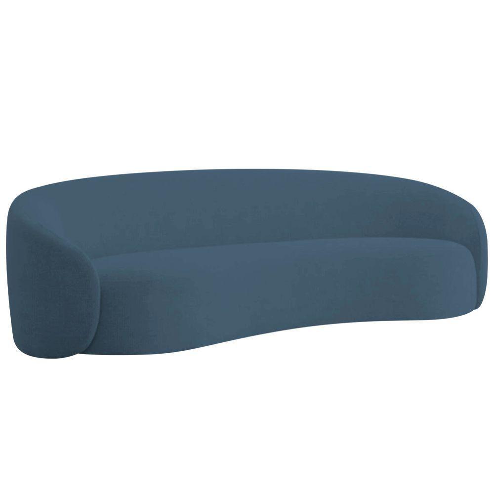 Sofá 3 Lugares 200cm Orgânico Luxo Recepção Amore Linho Azul Royal - 1