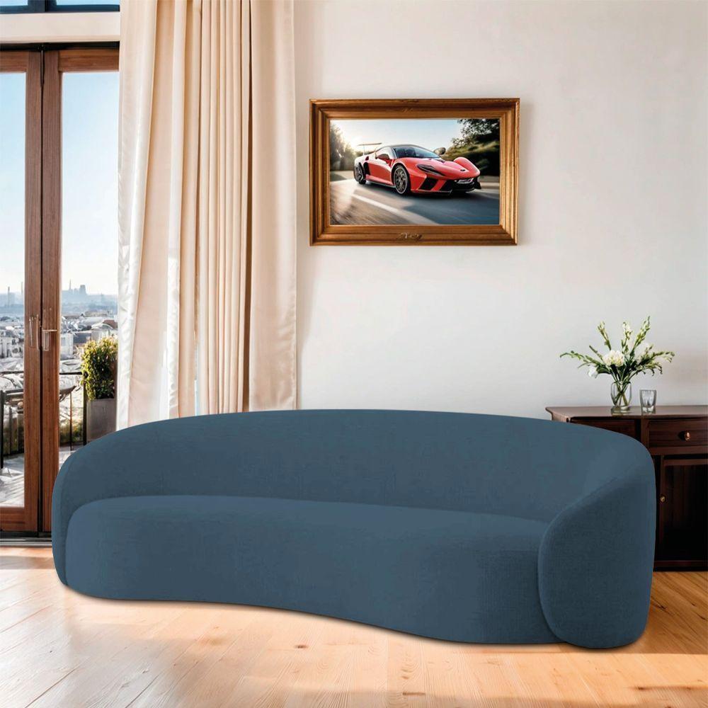 Sofá 3 Lugares 200cm Orgânico Luxo Recepção Amore Linho Azul Royal - 8