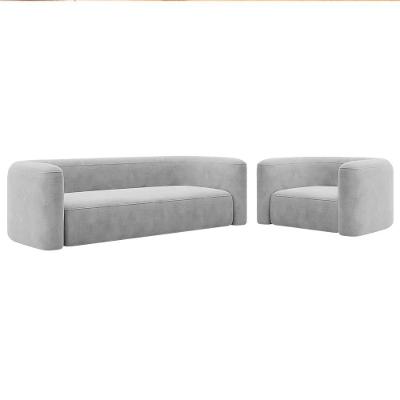 Kit Sofá 2 Lugares 160cm E Poltrona Orgânica Luxo Recepção Melina Linho Adj Decor Cinza