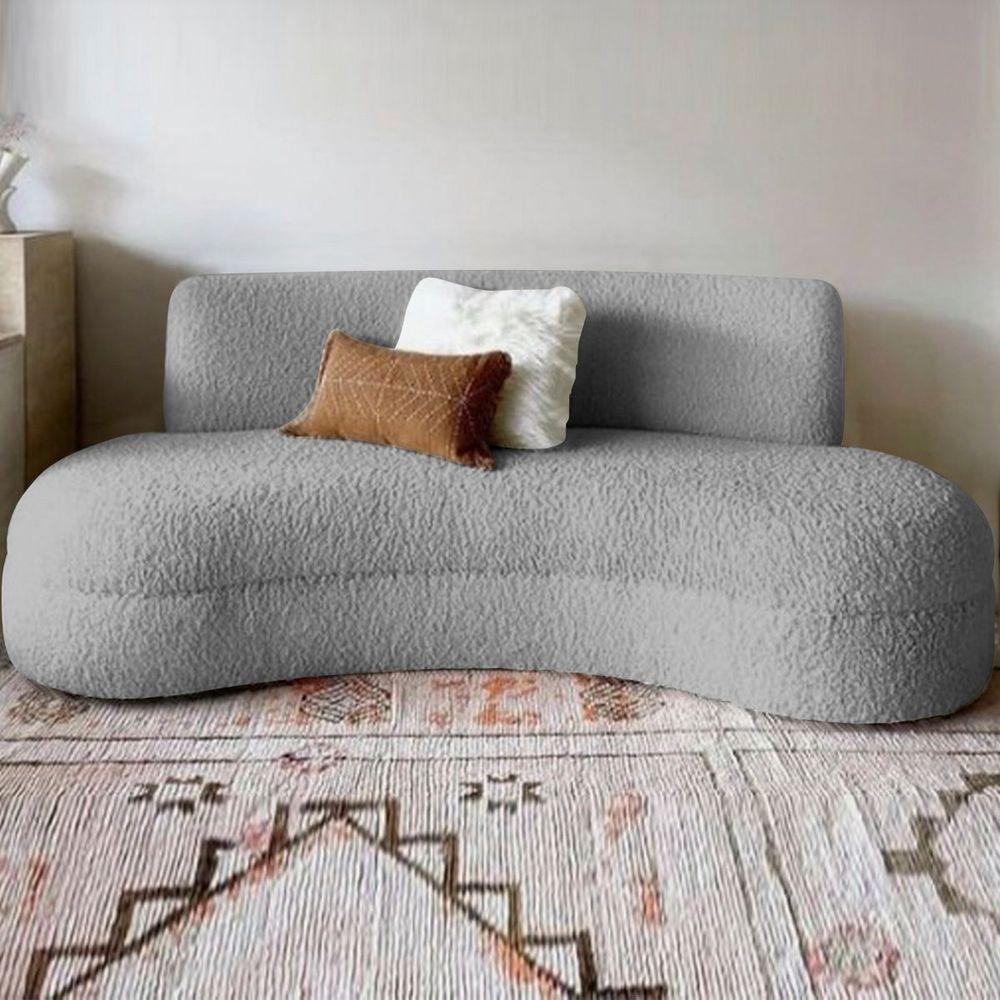 Sofá Divã Curvo Sala De Estar Maria 200 Cm Bouclé Adj Decor Cinza - 6