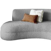 Sofá Divã Curvo Sala De Estar Maria 200 Cm Bouclé Adj Decor Cinza