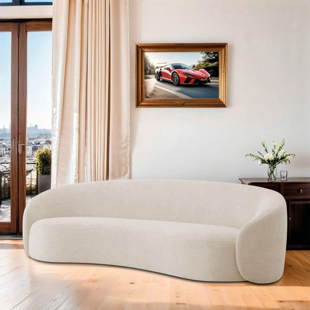 Sofá 3 Lugares 200cm Orgânico Luxo Recepção Amore Linho Bege - 3