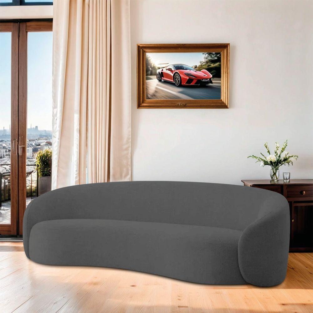 Sofá 3 Lugares 200cm Orgânico Luxo Recepção Amore Linho Cinza - 4