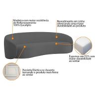 Sofá 3 Lugares 200cm Orgânico Luxo Recepção Amore Linho Cinza - 3