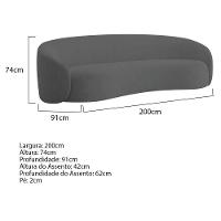 Sofá 3 Lugares 200cm Orgânico Luxo Recepção Amore Linho Cinza - 6