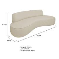 Sofá Curvo 3 Lugares Orgânico Amsterdã 180cm Bouclé Adj Decor Branco - 4