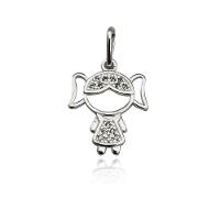 Pingente Filhos Cravejados Com Zirconias Prata 925 - Menina - 1
