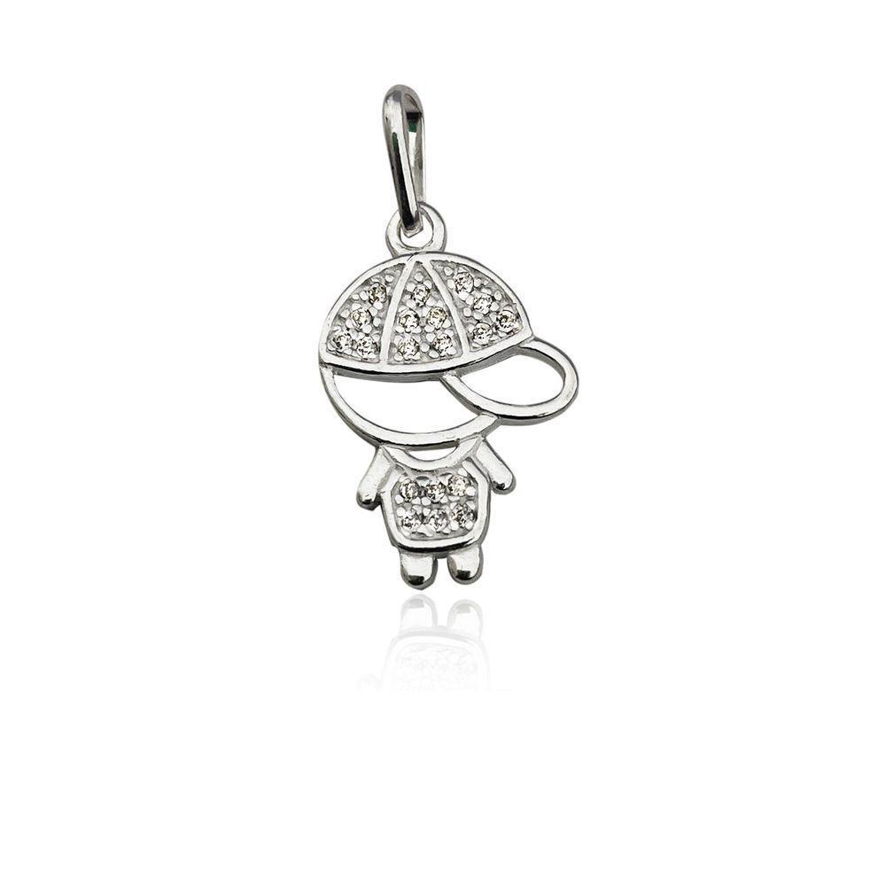 Pingente Filhos Cravejados Com Zirconias Prata 925 - Menino - 1