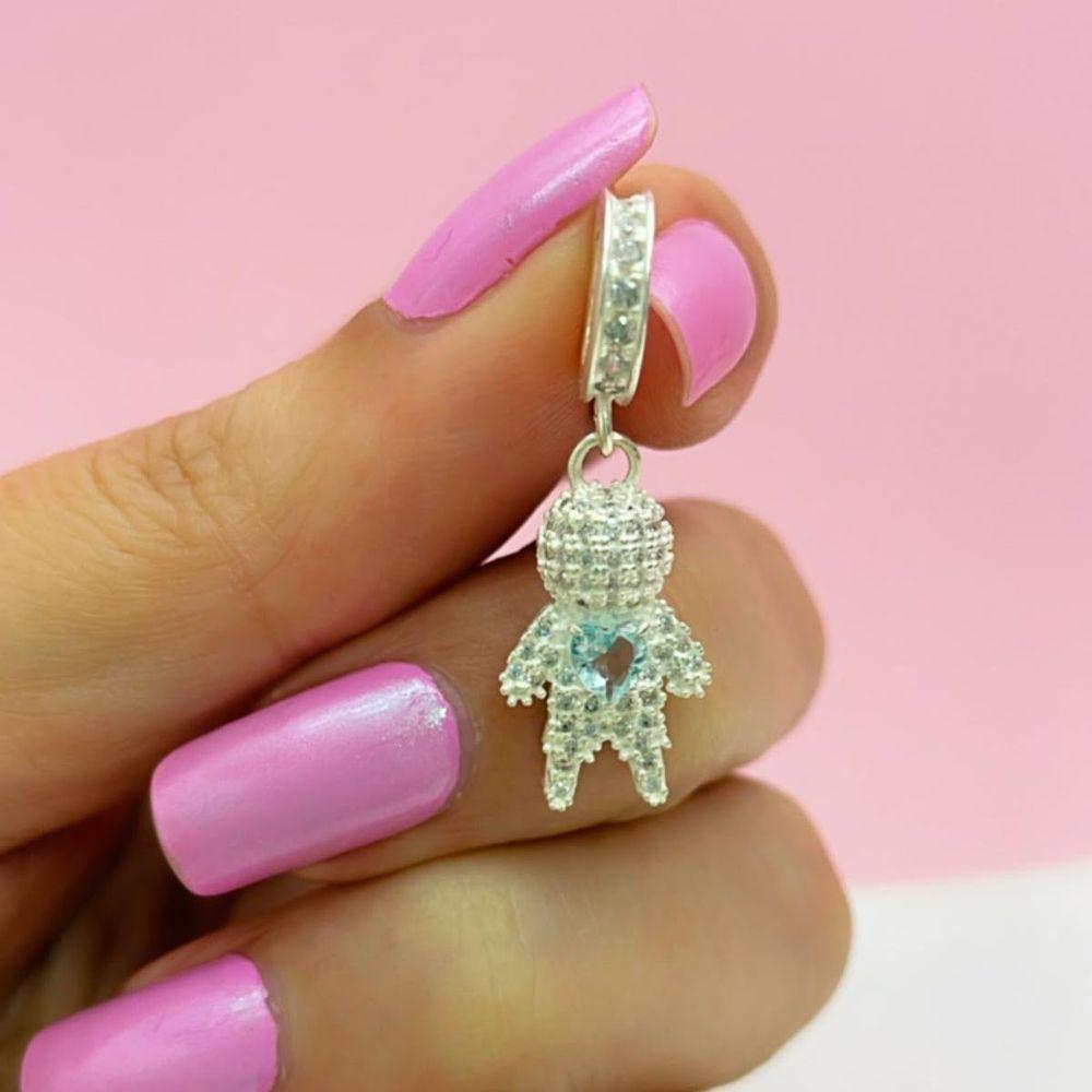 Pingente Filhos Cravejados Com Zirconias Prata 925 - Menino - 4