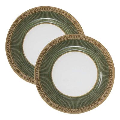 Jogo 2 Pratos De Sobremesa Celebrate Verde Cerâmica Alleanza 20cm