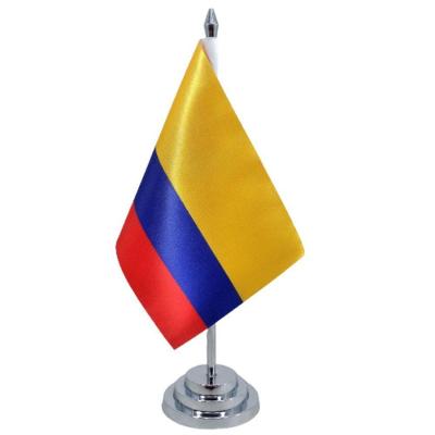 Bandeira Mesa Colômbia Com 29 Cm Mastro Altura Poliéster