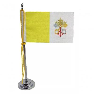Mini Bandeira De Mesa Do Vaticano 15 Cm Poliéster