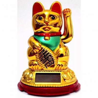 Maneki Neko O Gato Da Sorte Japonês Energia Solar 9 Cm