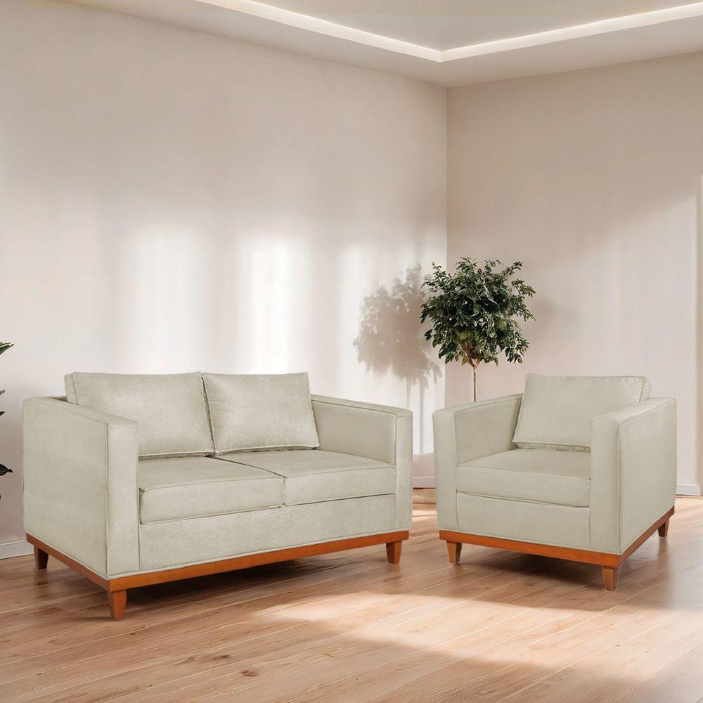 Kit Sofa 2 Lugares E 2 Poltronas Europa Bouclé Adj Decor Bege - 8
