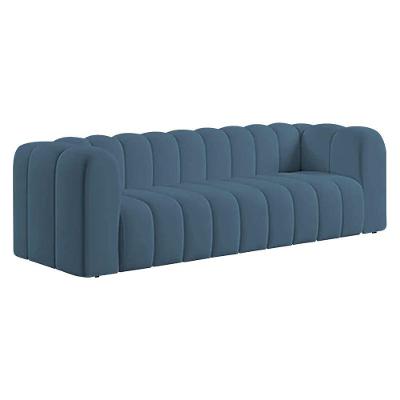Sofá 3 Lugares 200cm Orgânico Luxo Recepção Giordana Linho Adj Decor Azul Royal