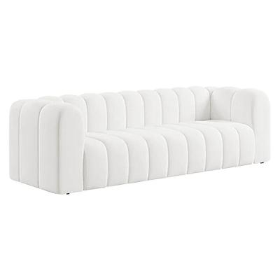 Sofá 3 Lugares 200cm Orgânico Luxo Recepção Giordana Bouclé Adj Decor Branco