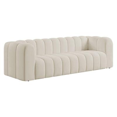 Sofá 3 Lugares 200cm Orgânico Luxo Recepção Giordana Bouclé Adj Decor Cinza