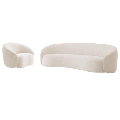 Kit Sofá 3 Lugares 200cm E Poltrona Orgânica Luxo Recepção Amore Linho Adj Decor Bege