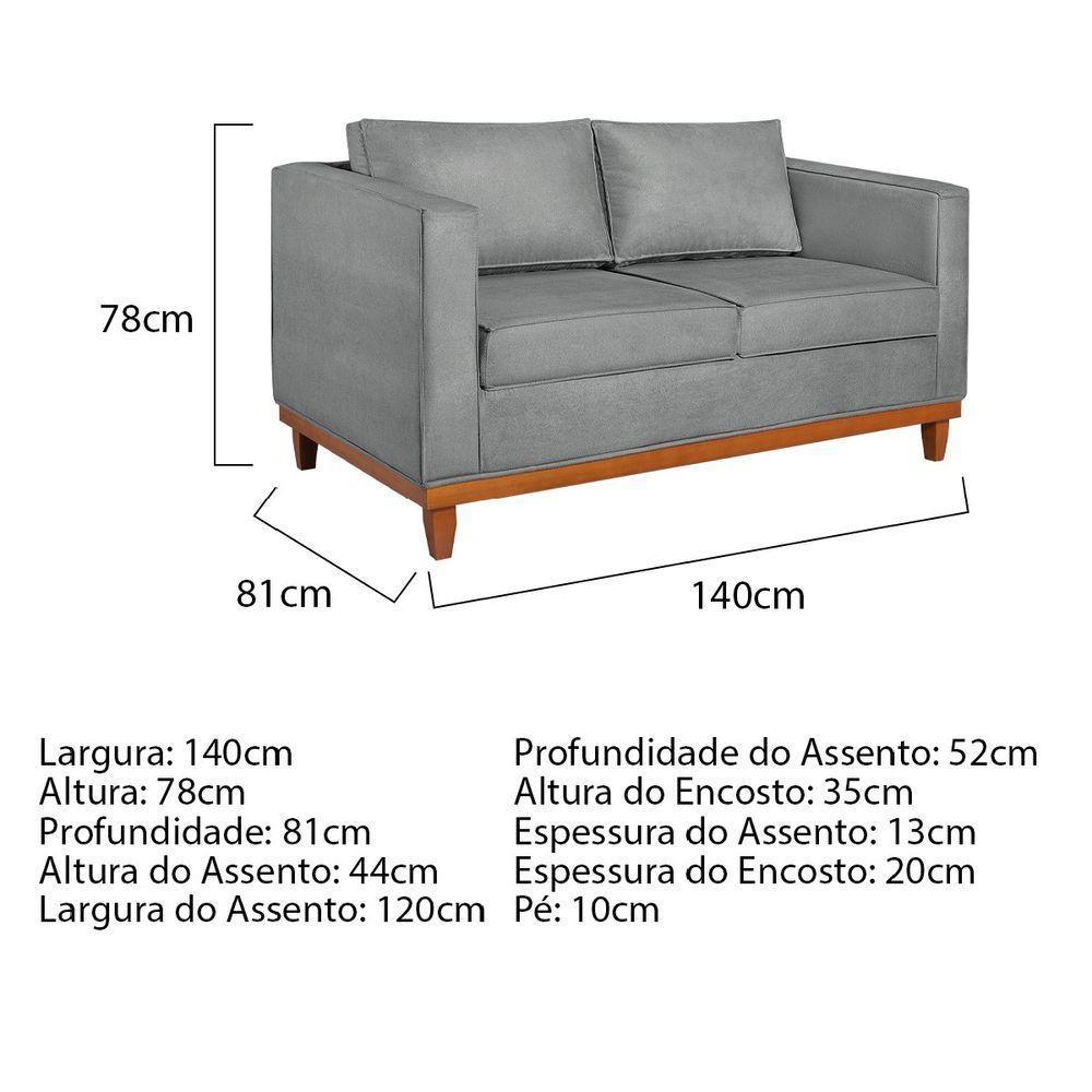 Kit Sofa 2 Lugares E 2 Poltronas Europa Bouclé Adj Decor Cinza - 4