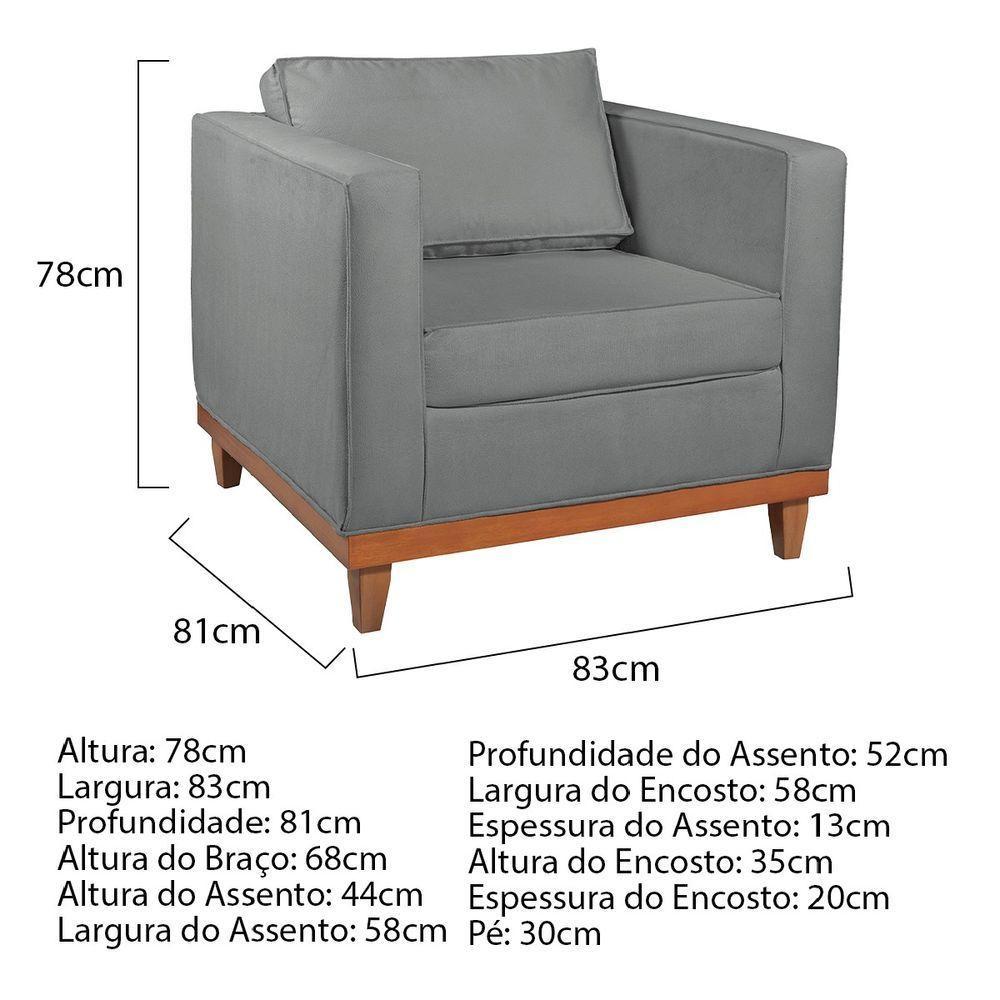Kit Sofa 2 Lugares E 2 Poltronas Europa Bouclé Adj Decor Cinza - 5