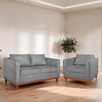 Kit Sofa 2 Lugares E 2 Poltronas Europa Bouclé Adj Decor Cinza - 6