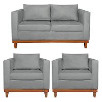 Kit Sofa 2 Lugares E 2 Poltronas Europa Bouclé Adj Decor Cinza - 7