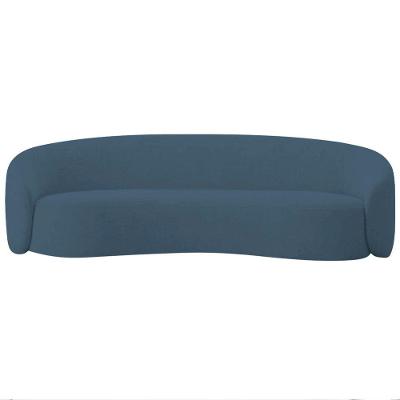 Sofá 3 Lugares 180cm Orgânico Luxo Recepção Amore Linho Adj Decor Azul Royal