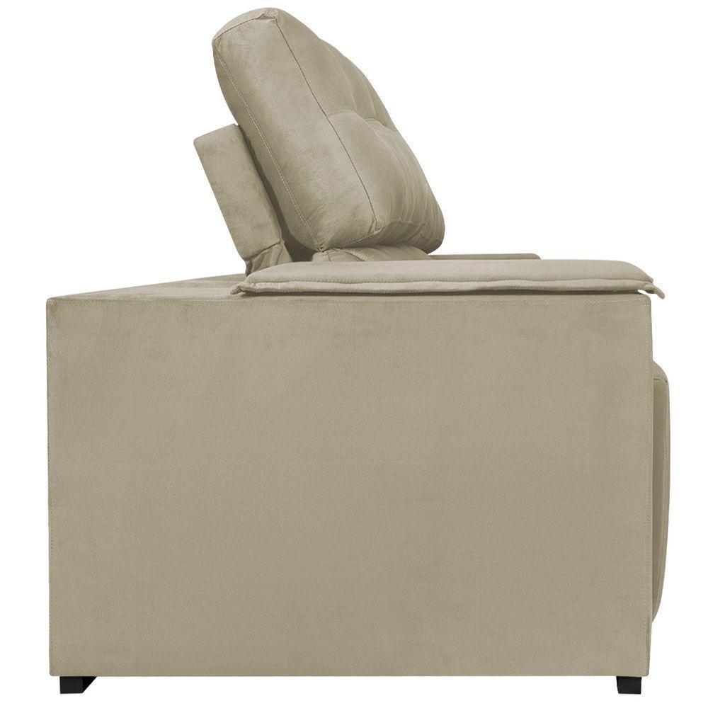 Sofá Cama Retrátil Sala Vicenza 175cm Suede Bege - 5