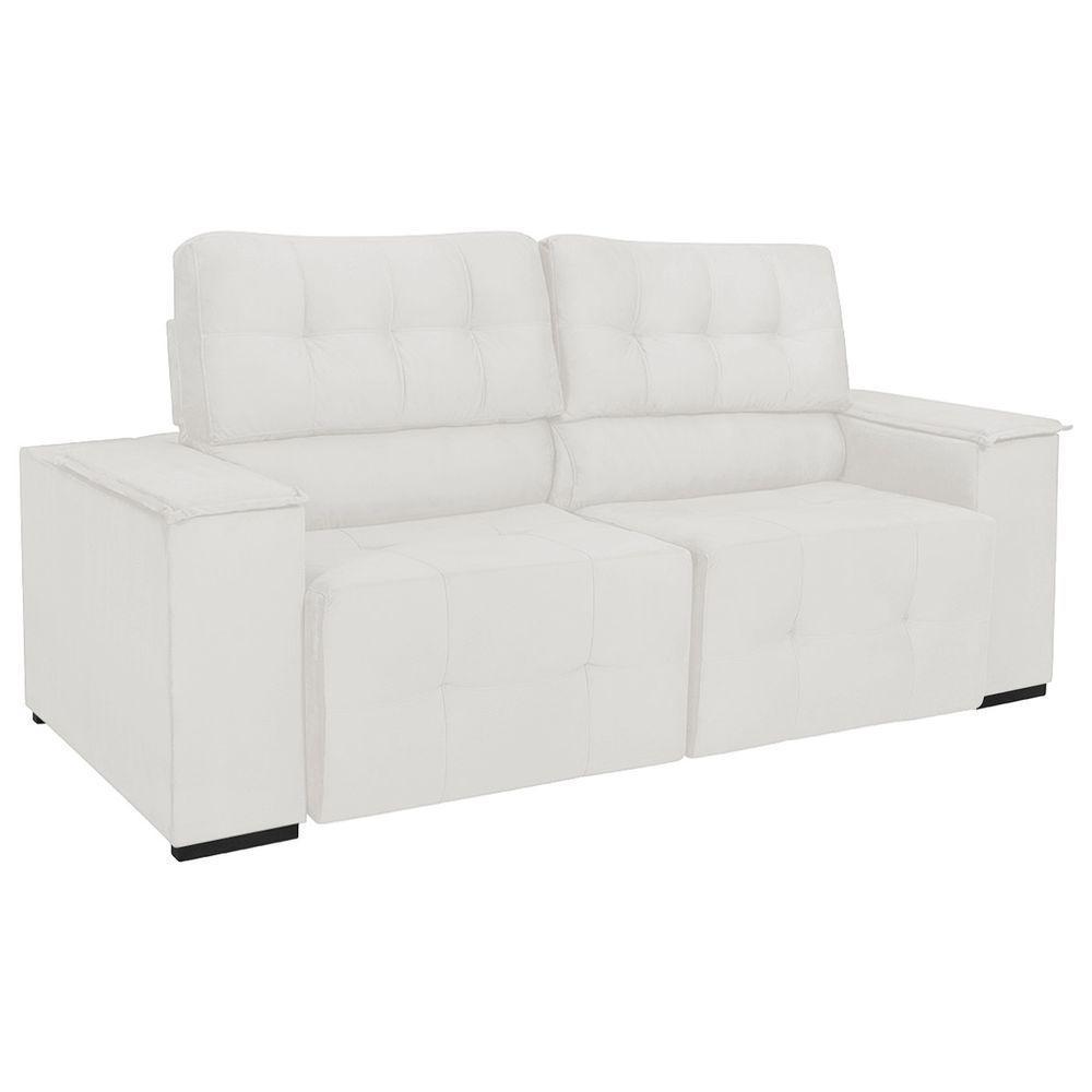 Sofá Cama Retrátil Sala Vicenza 210cm Bouclé Branco - 1