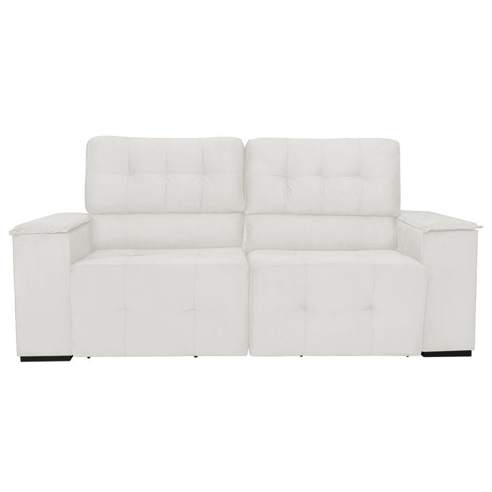 Sofá Cama Retrátil Sala Vicenza 210cm Bouclé Branco - 2