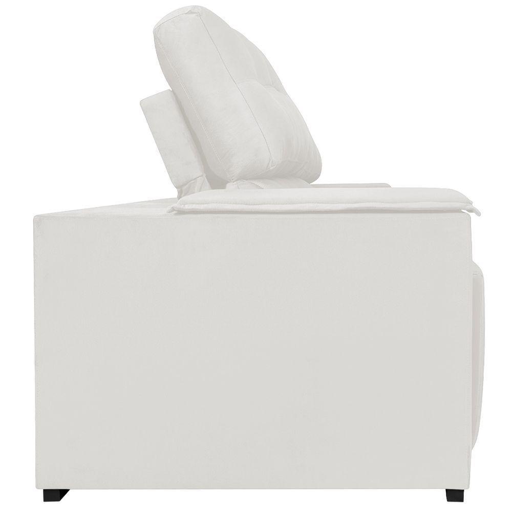 Sofá Cama Retrátil Sala Vicenza 210cm Bouclé Branco - 5
