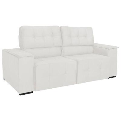 Sofá Cama Retrátil Sala Vicenza 210cm Bouclé Branco