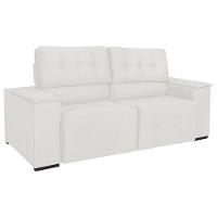 Sofá Cama Retrátil Sala Vicenza 210cm Bouclé Branco - 1