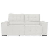 Sofá Cama Retrátil Sala Vicenza 210cm Bouclé Branco - 2