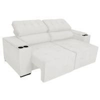 Sofá Cama Retrátil Sala Vicenza 210cm Bouclé Branco