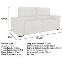 Sofá Cama Retrátil Sala Vicenza 210cm Bouclé Branco - 7