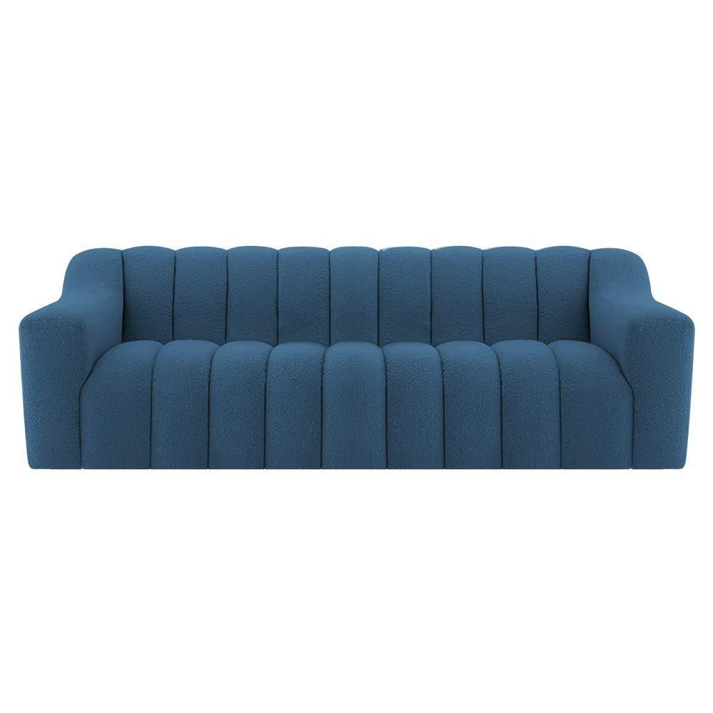 Sofá 2 Lugares Luxo Recepção Escritorio Sala Elegance 180cm Linho Azul Royal - 6