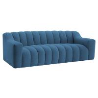 Sofá 2 Lugares Luxo Recepção Escritorio Sala Elegance 180cm Linho Azul Royal - 1