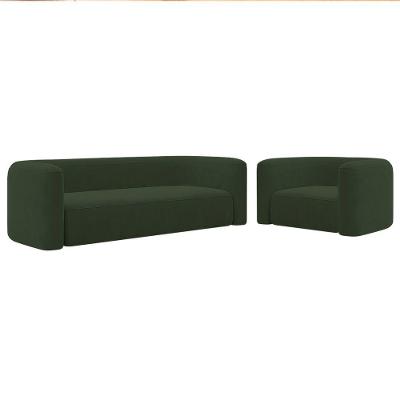 Kit Sofá 3 Lugares 180cm E Poltrona Orgânica Luxo Recepção Melina Linho Adj Decor Verde