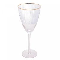 Jogo 2 Taças De Vinho Com Borda Dourada Lines Vidro Transparente 400ml Wolff - 2