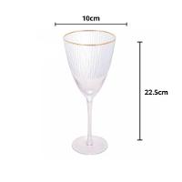 Jogo 2 Taças De Vinho Com Borda Dourada Lines Vidro Transparente 400ml Wolff - 3