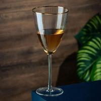 Jogo 2 Taças De Vinho Com Borda Dourada Lines Vidro Transparente 400ml Wolff - 6