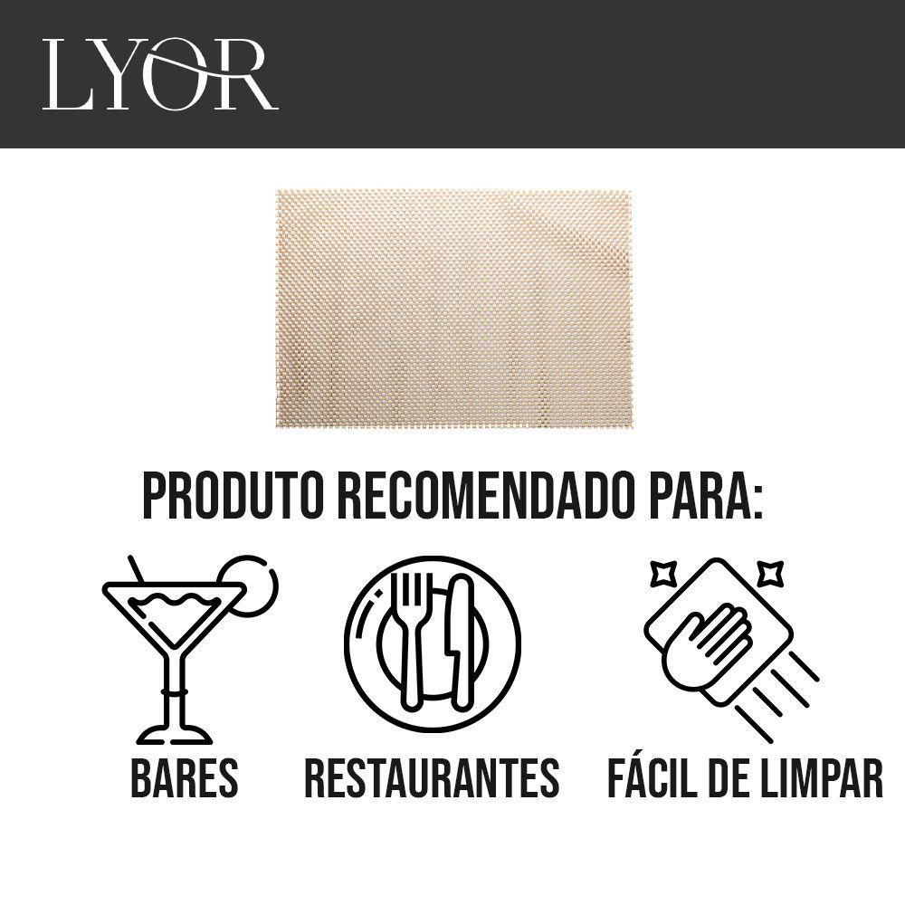 Jogo 4 Lugar Americano Retangular Mesa Pvc Antiderrapante Flex Bege 45x30cm Lyor - 4