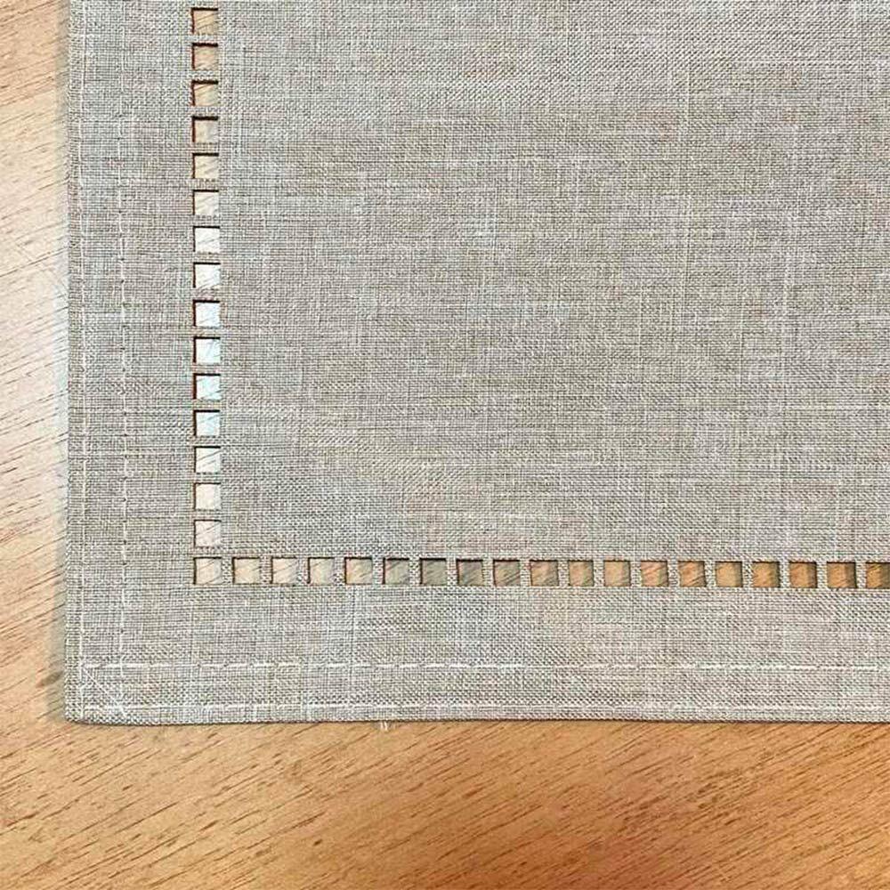 Jogo 4 Lugar Americano Bege De Poliester E Linho Natural Para Mesa 45x30cm Lyor - 2