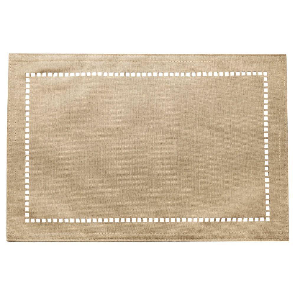 Jogo 4 Lugar Americano Bege De Poliester E Linho Natural Para Mesa 45x30cm Lyor - 7